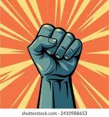 image - raised fist signifying System Change Through Revolution