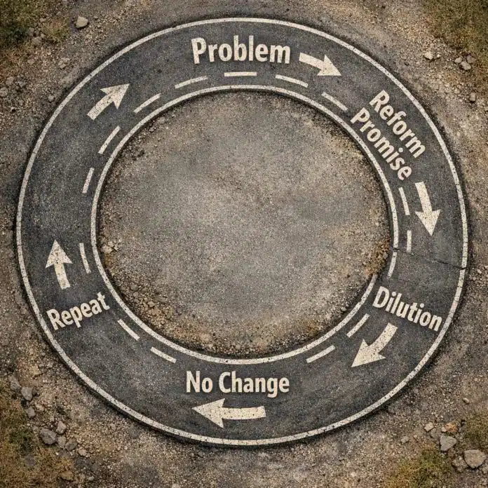 Incremental Reform: Cycle of political reform repeating endlessly
