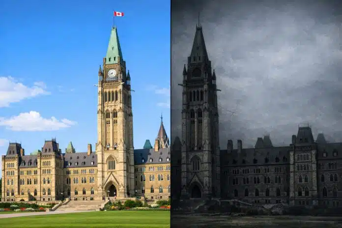 Canada’s Democracy: Canadian Parliament contrasted as stable vs decaying democracy